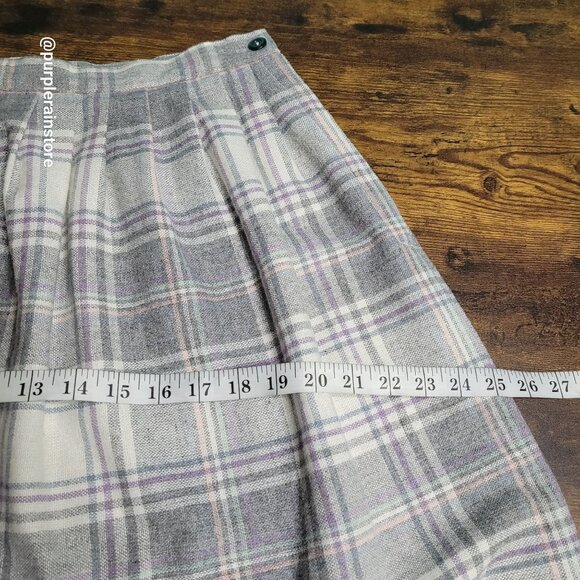 Vtg Wool Blend Plaid Midi Skirt Size 11 12 Academia Ethereal Whimsy Boho 70's - Picture 7 of 9